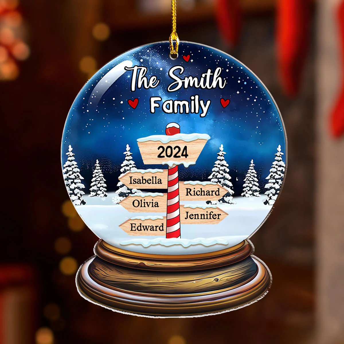 Snow Family - Personalized Custom Acrylic Ornament - Image 3
