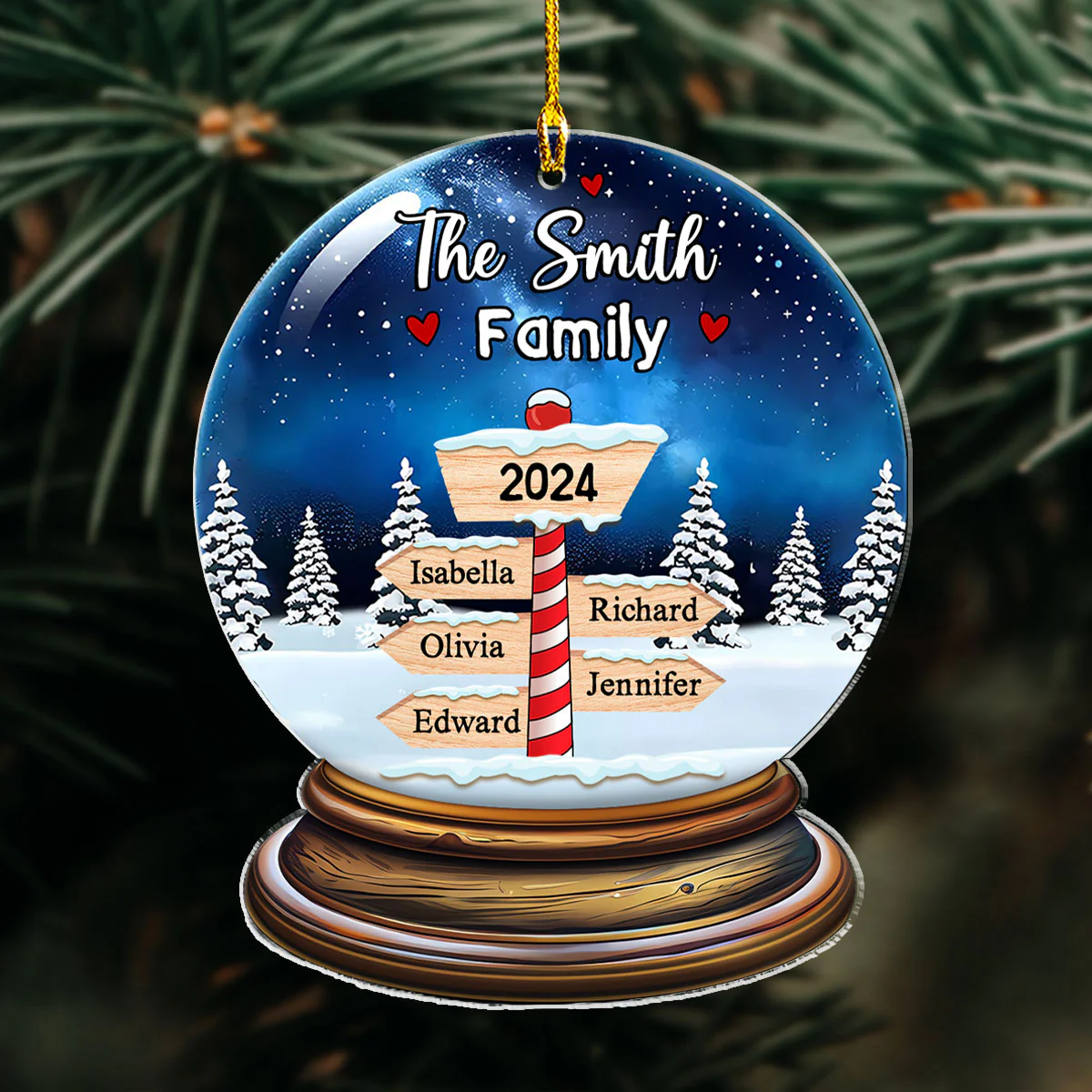 Snow Family - Personalized Custom Acrylic Ornament - Image 4