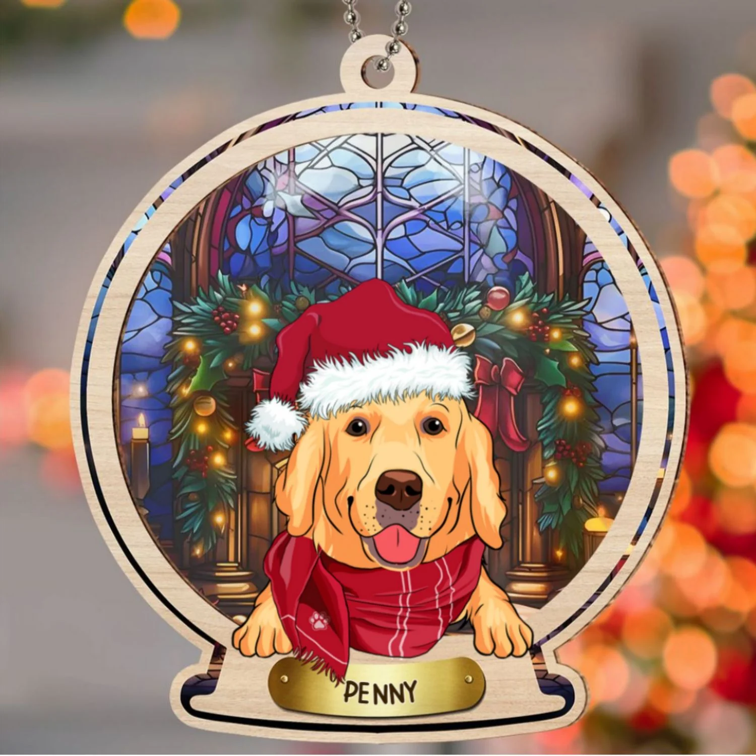 Snow Globe Dog - Personalized Custom Suncatcher Ornament - Image 6
