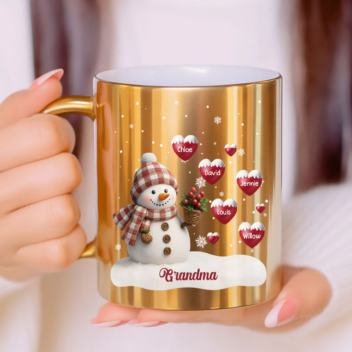 Snow Grandma - Personalized Custom Metallic Mug - Image 3