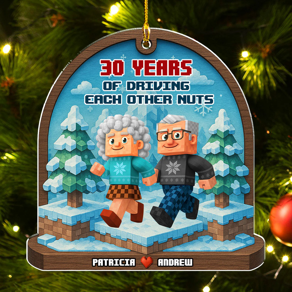 Snow Skate Together - Personalized Custom 3D Effect Acrylic Ornament - Image 3