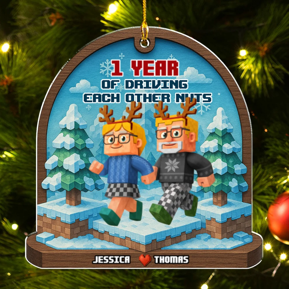 Snow Skate Together - Personalized Custom 3D Effect Acrylic Ornament - Image 6