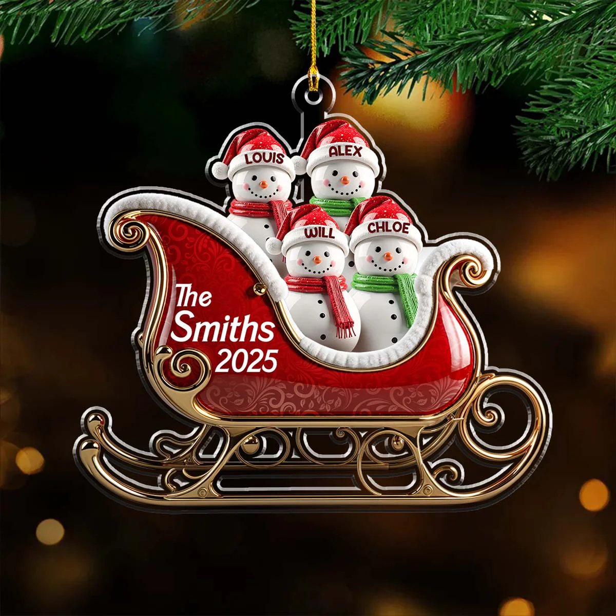 Snow Squad - Personalized Custom Acrylic Ornament - Image 3