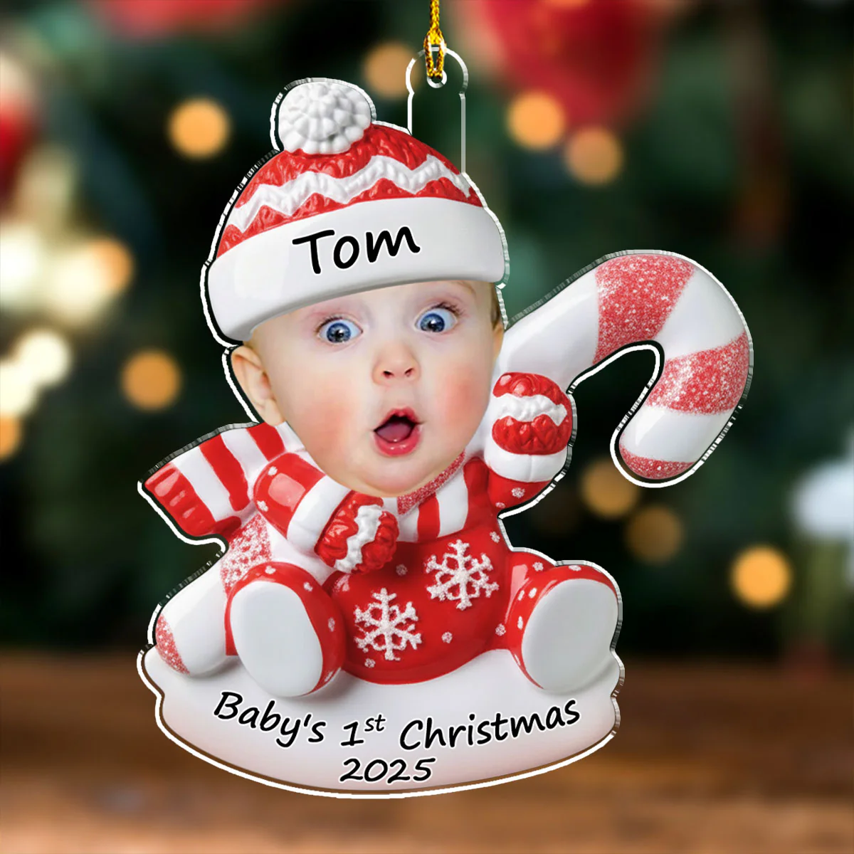 Snowbaby Christmas - Personalized Custom Acrylic Ornament - Image 3