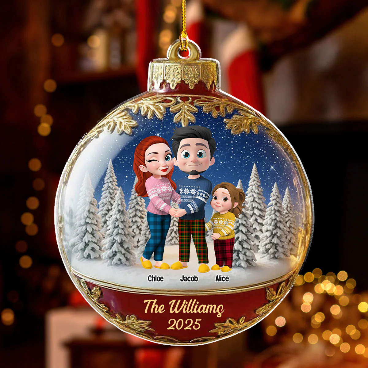 Snowball Family - Personalized Custom Acrylic Ornament - Image 3