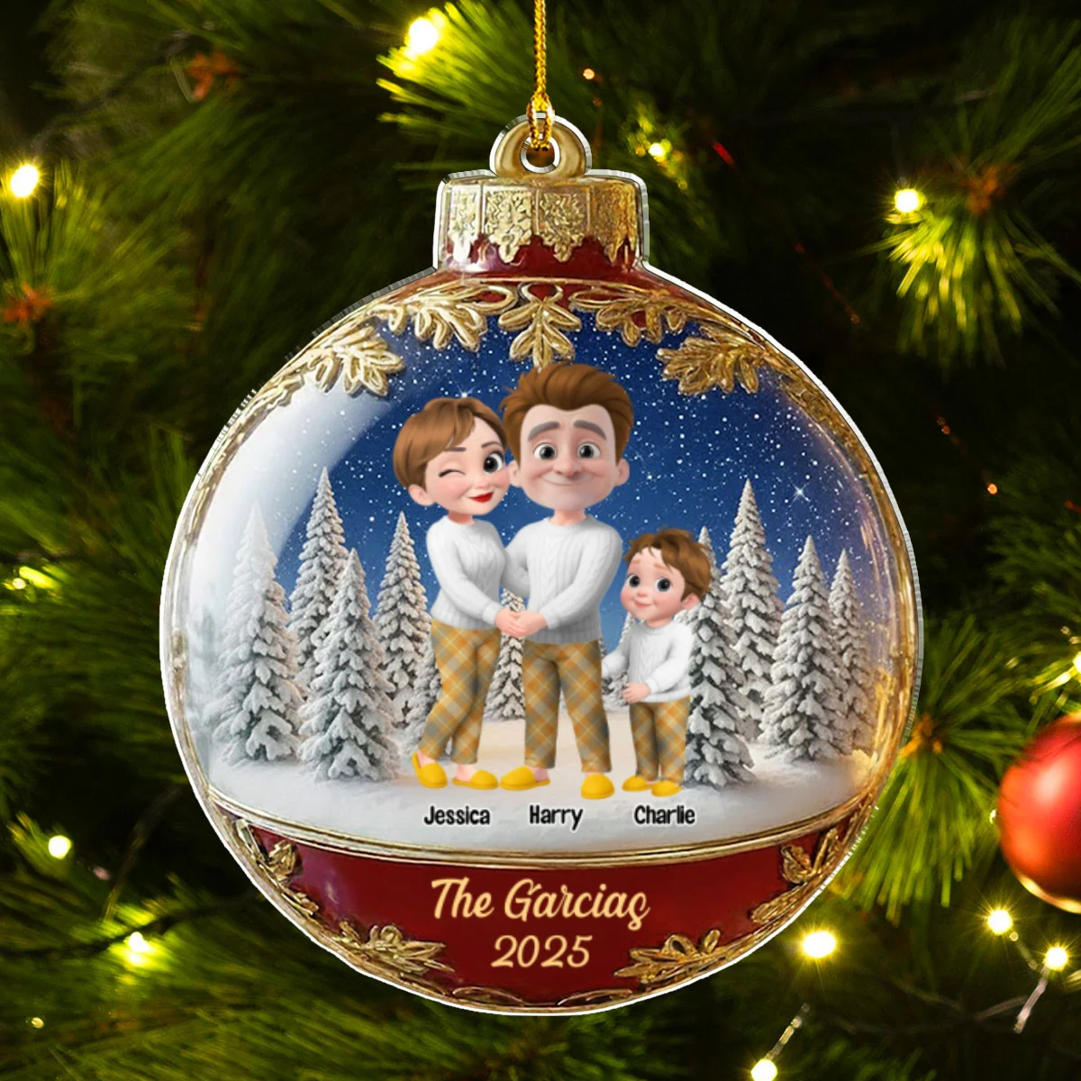 Snowball Family - Personalized Custom Acrylic Ornament - Image 6
