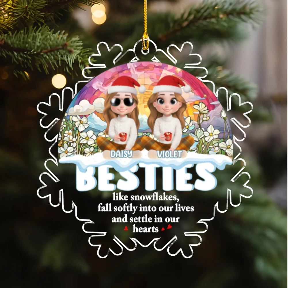 Snowflake Friendship - Personalized Custom Acrylic Ornament - Image 6