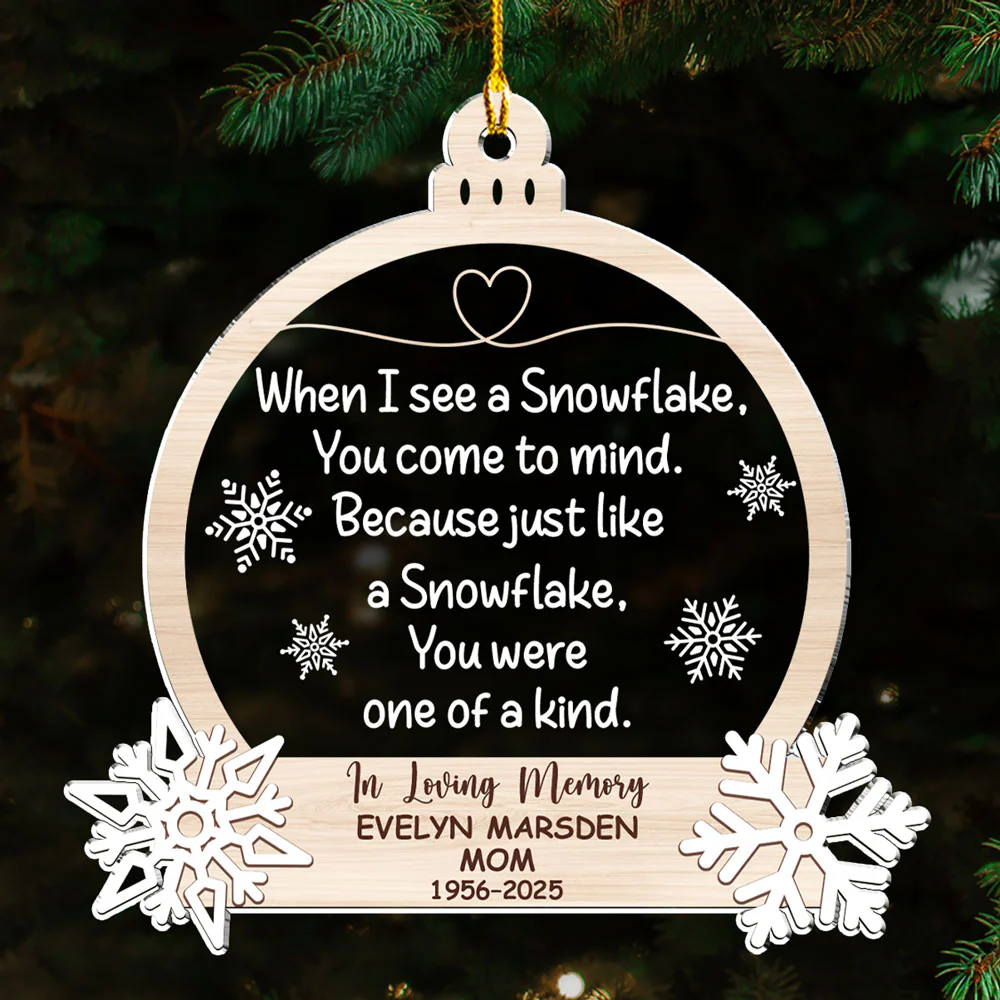 Snowflakes Bring You To Mind - Personalized Custom Acrylic Ornament - Image 3