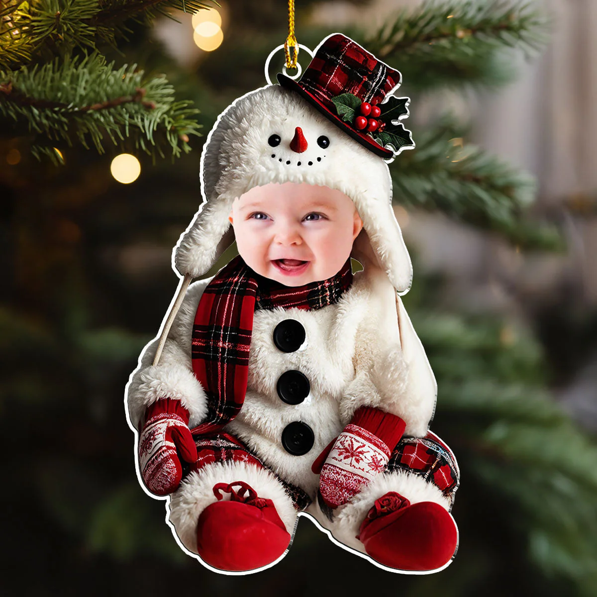 Snowman Baby Custom Photo - Personalized Custom Acrylic Ornament - Image 3