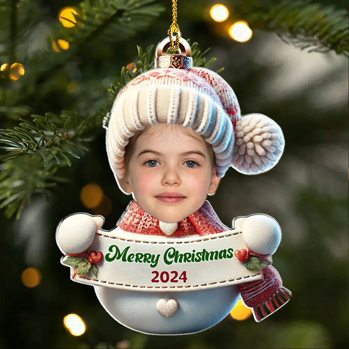 Snowman Baby Cute - Personalized Custom Acrylic Ornament - Image 3