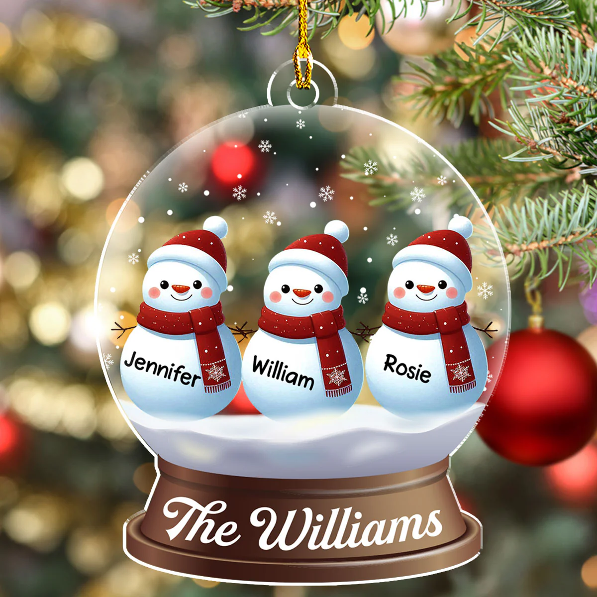 Snowman Family Christmas - Personalized Custom Acrylic Ornament - Image 3