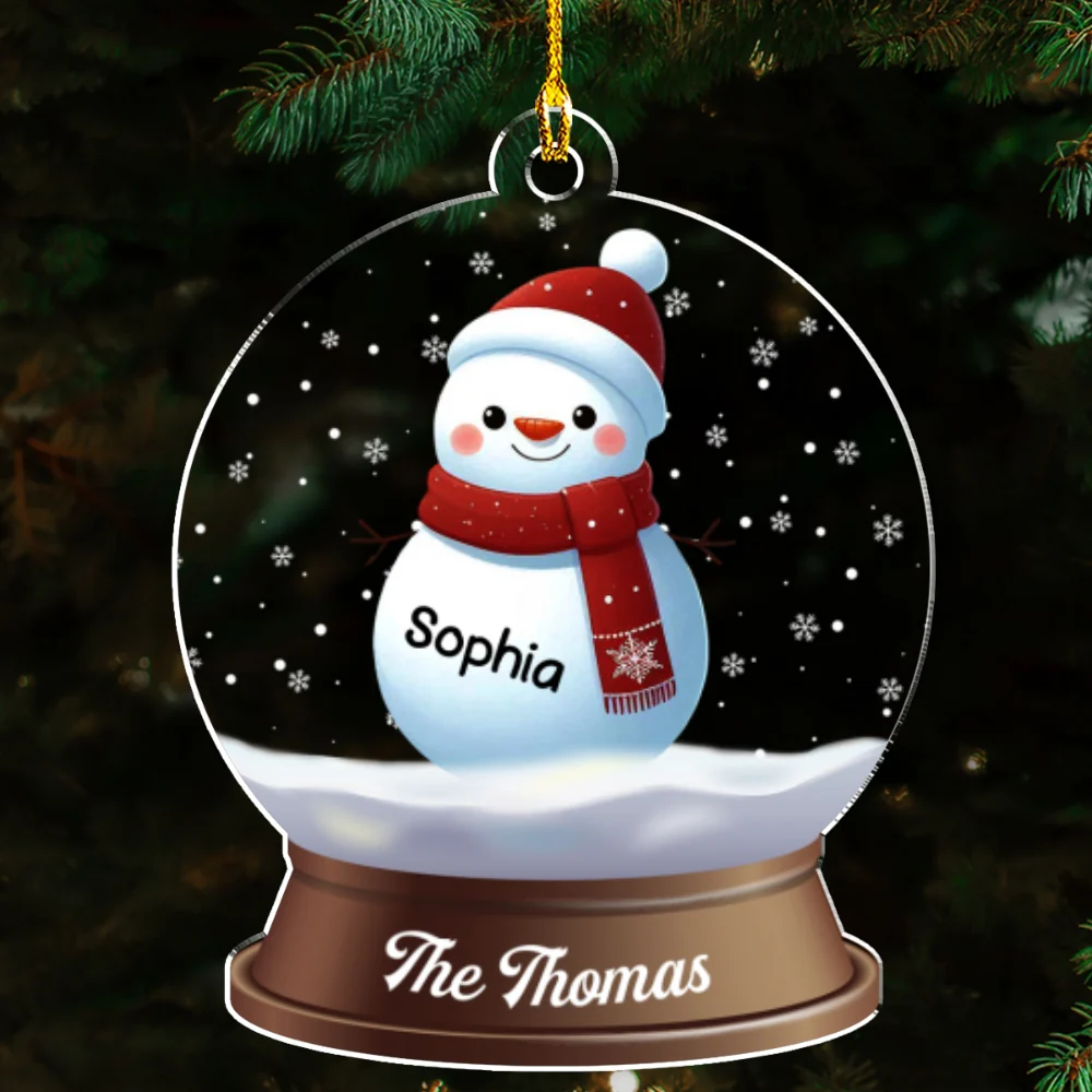 Snowman Family Christmas - Personalized Custom Acrylic Ornament - Image 4
