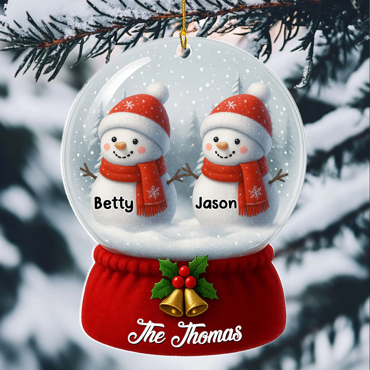 Snowman Family Christmas Ver New - Personalized Custom Acrylic Ornament - Image 2
