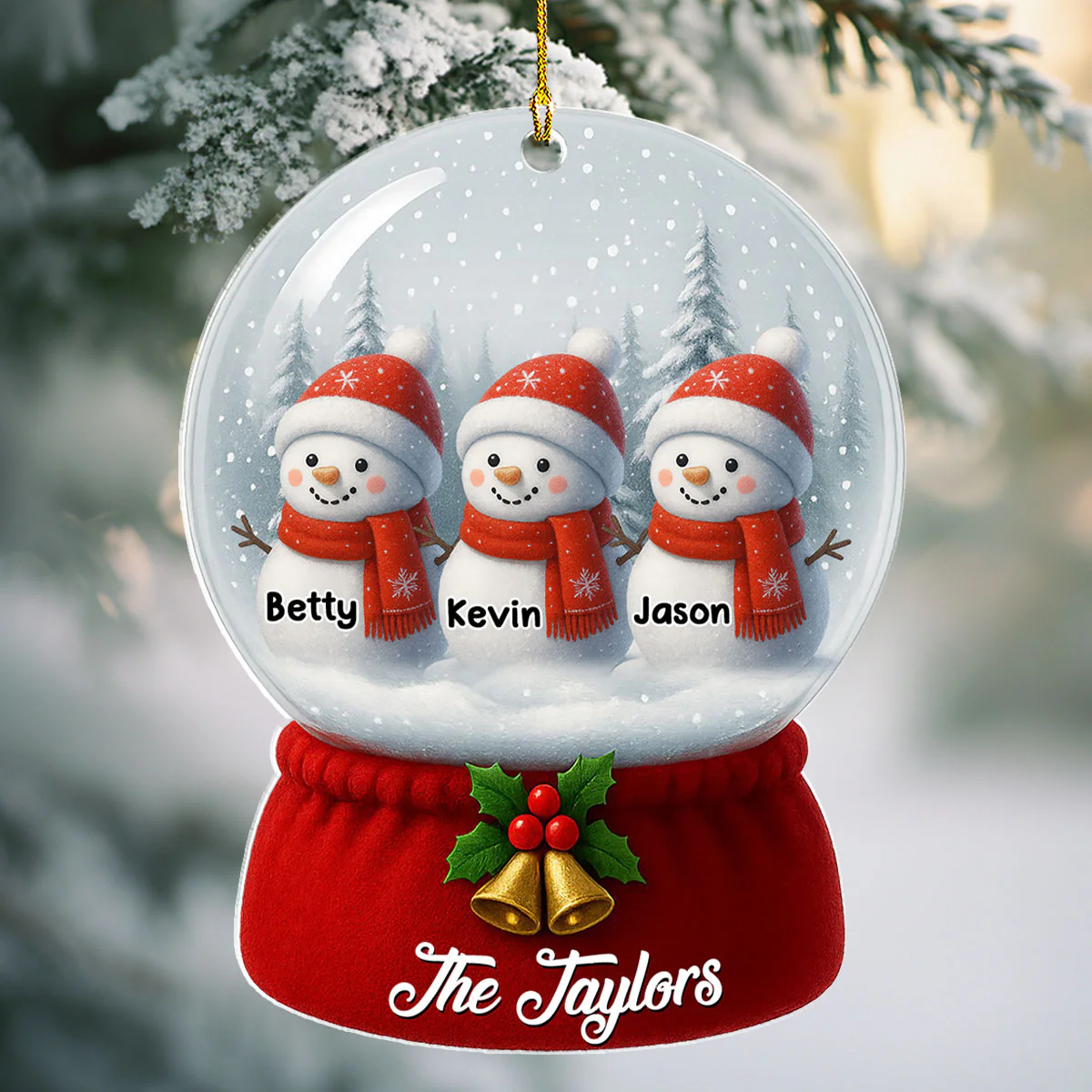 Snowman Family Christmas Ver New - Personalized Custom Acrylic Ornament - Image 3