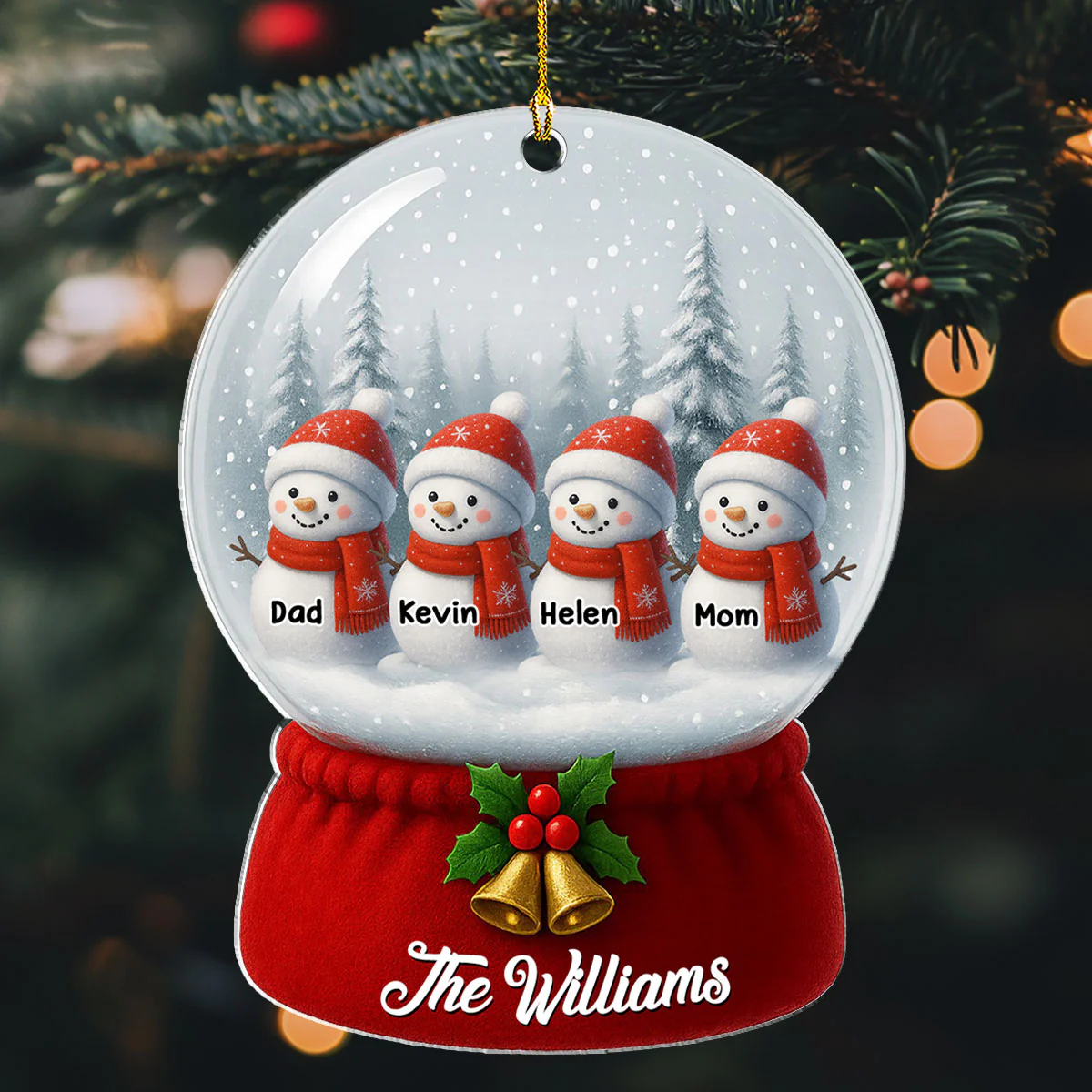 Snowman Family Christmas Ver New - Personalized Custom Acrylic Ornament - Image 5