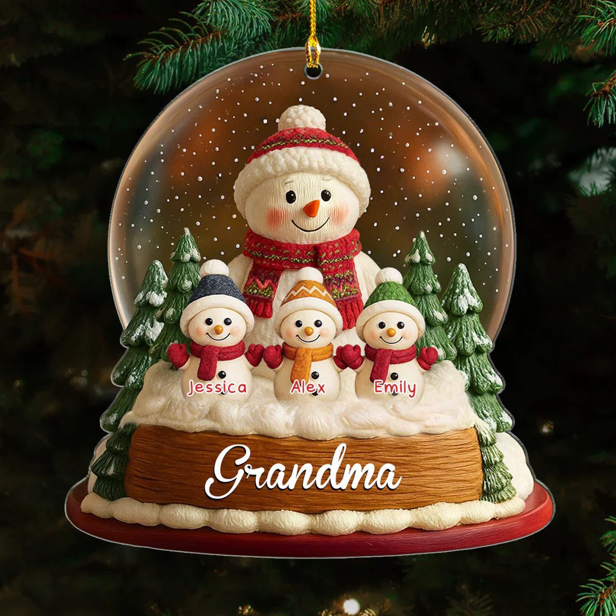 Snowman Grandkids - Personalized Custom Acrylic Ornament - Image 4