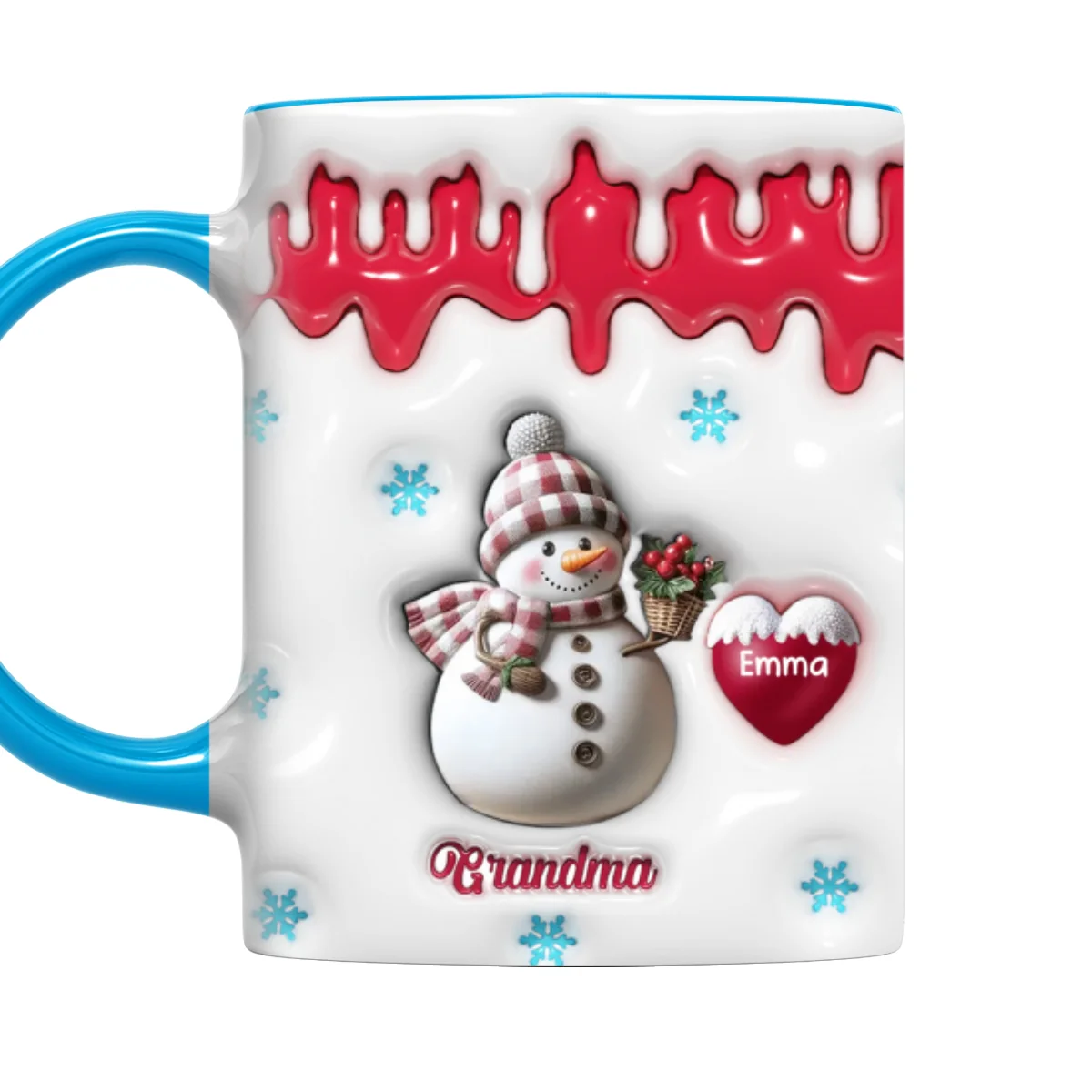 Snowman Grandma And Grandkids - Personalized Custom 3D Inflated Effect Accent Mug - Image 7