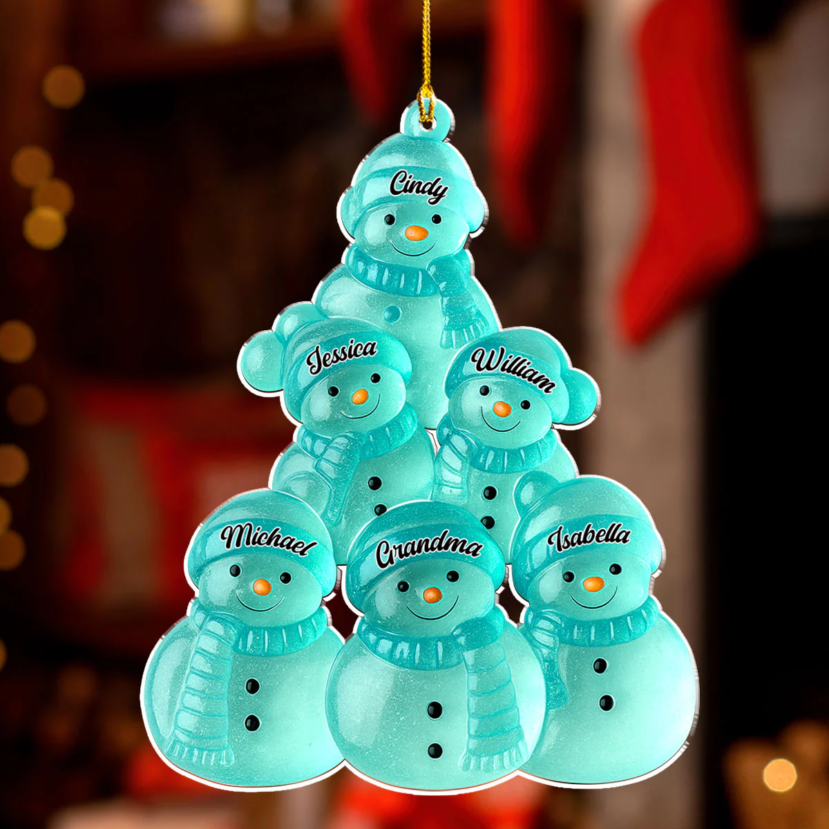 Snowman Grandma And Snowman Kids - Personalized Custom Acrylic Ornament - Image 4