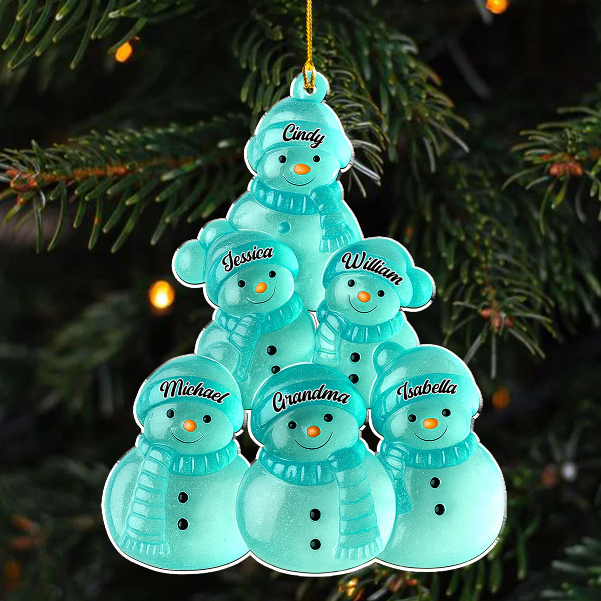 Snowman Grandma And Snowman Kids - Personalized Custom Acrylic Ornament - Image 5