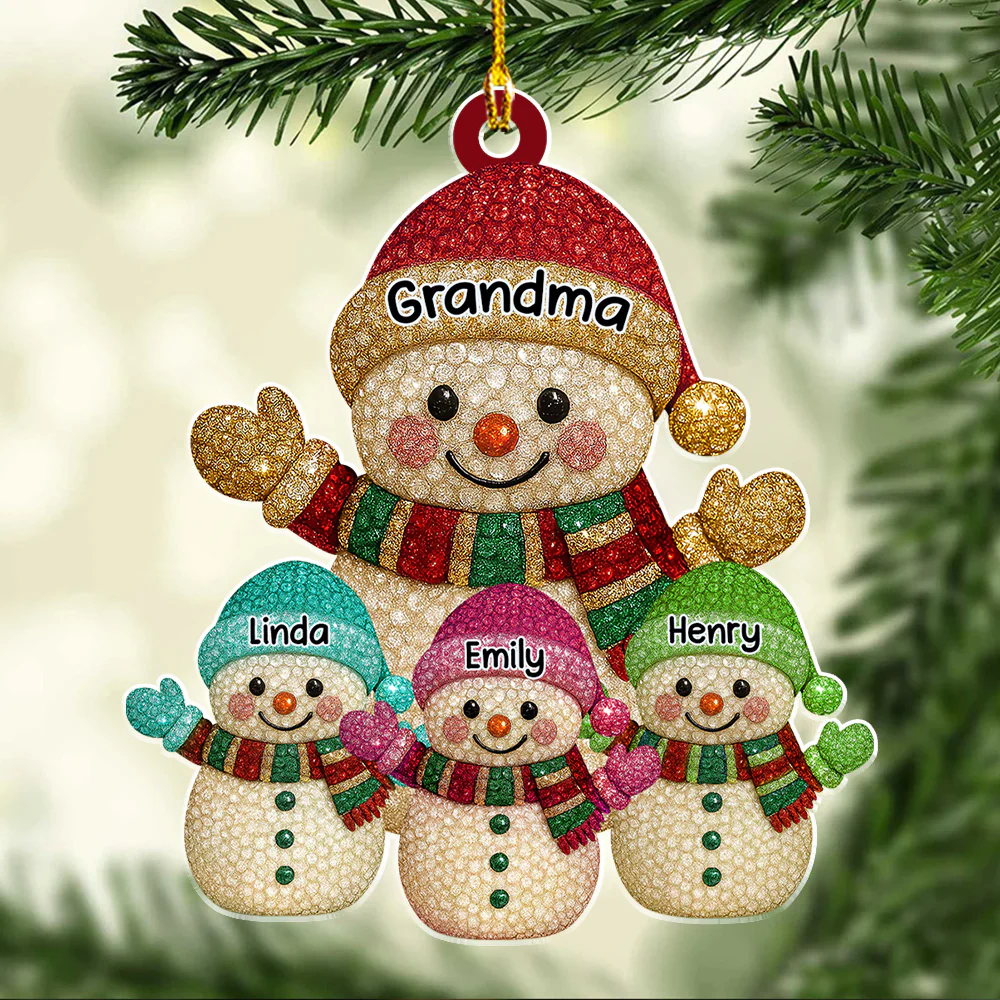 Snowman Grandma - Personalized Custom Acrylic Ornament - Image 2