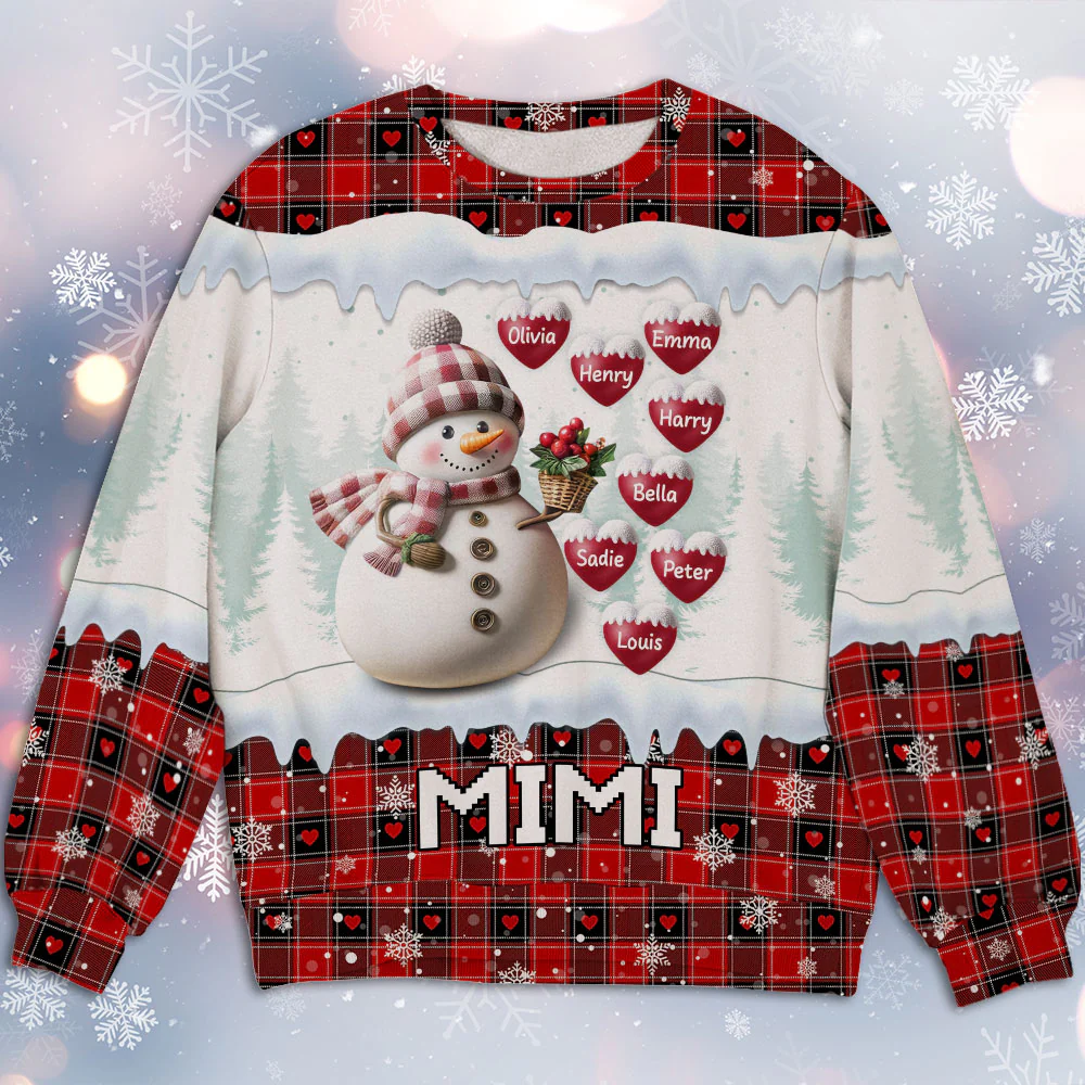Snowman Grandma - Personalized Custom All-Over-Print Sweatshirt - Image 3