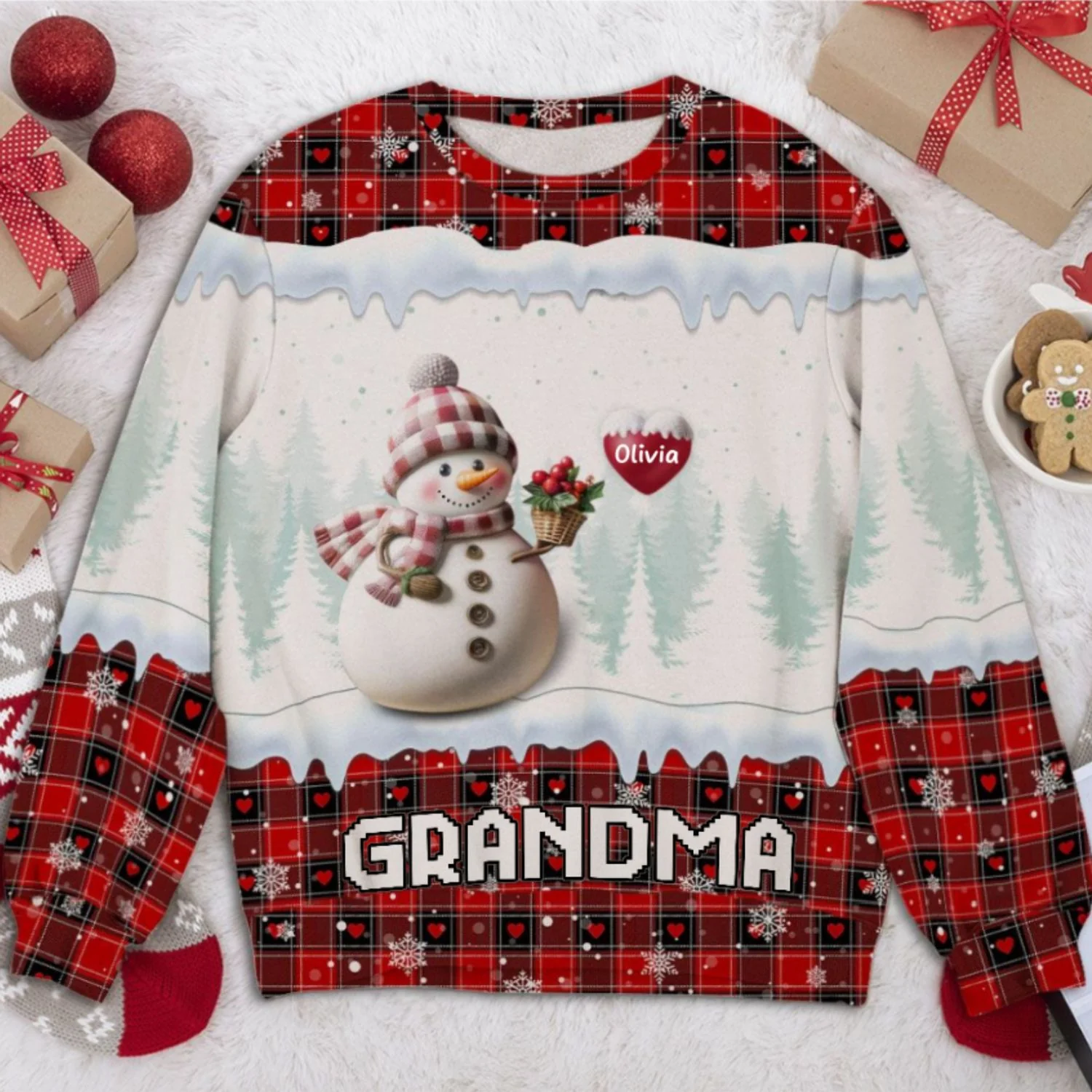 Snowman Grandma - Personalized Custom All-Over-Print Sweatshirt - Image 6