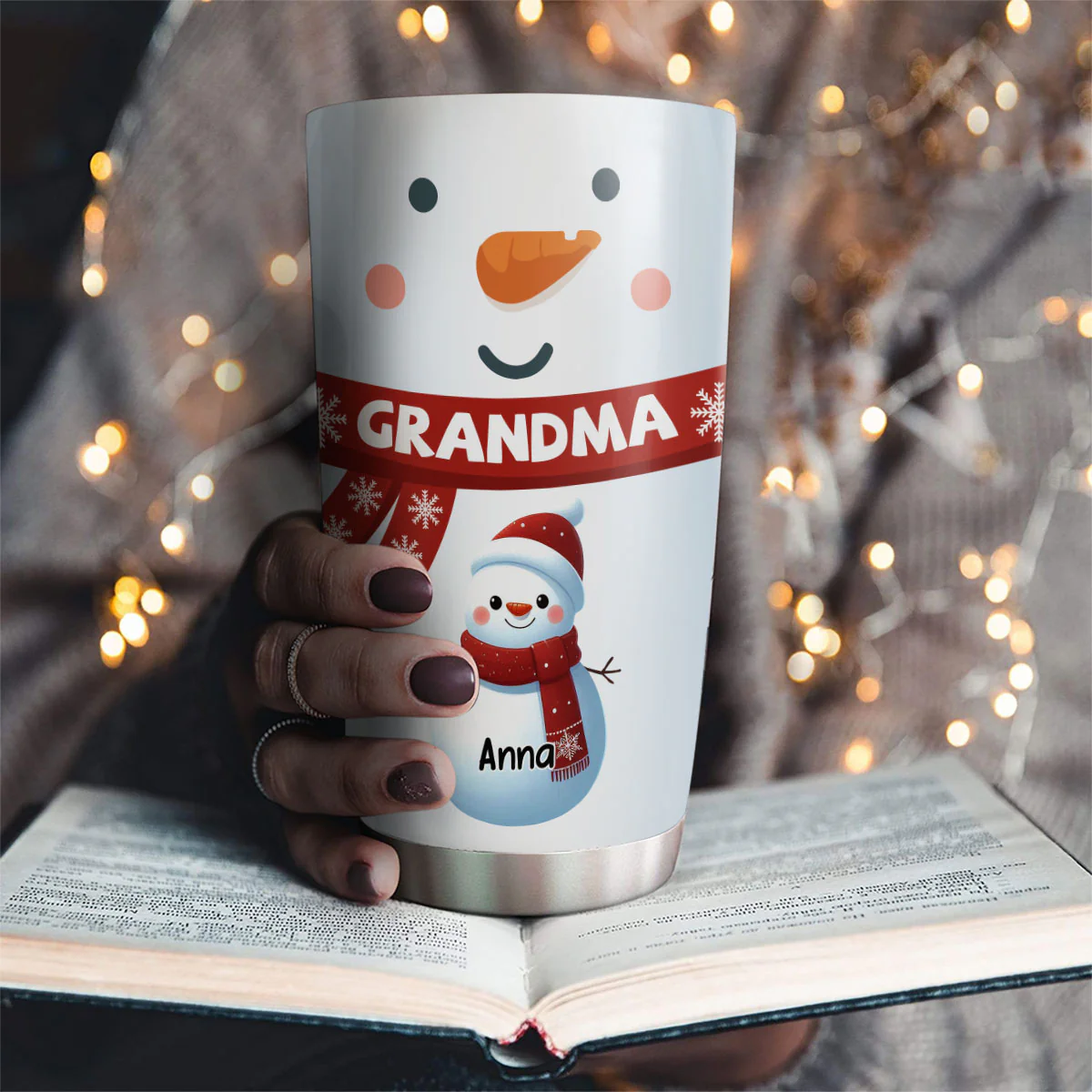 Snowman Grandma - Personalized Custom Tumbler - Image 4