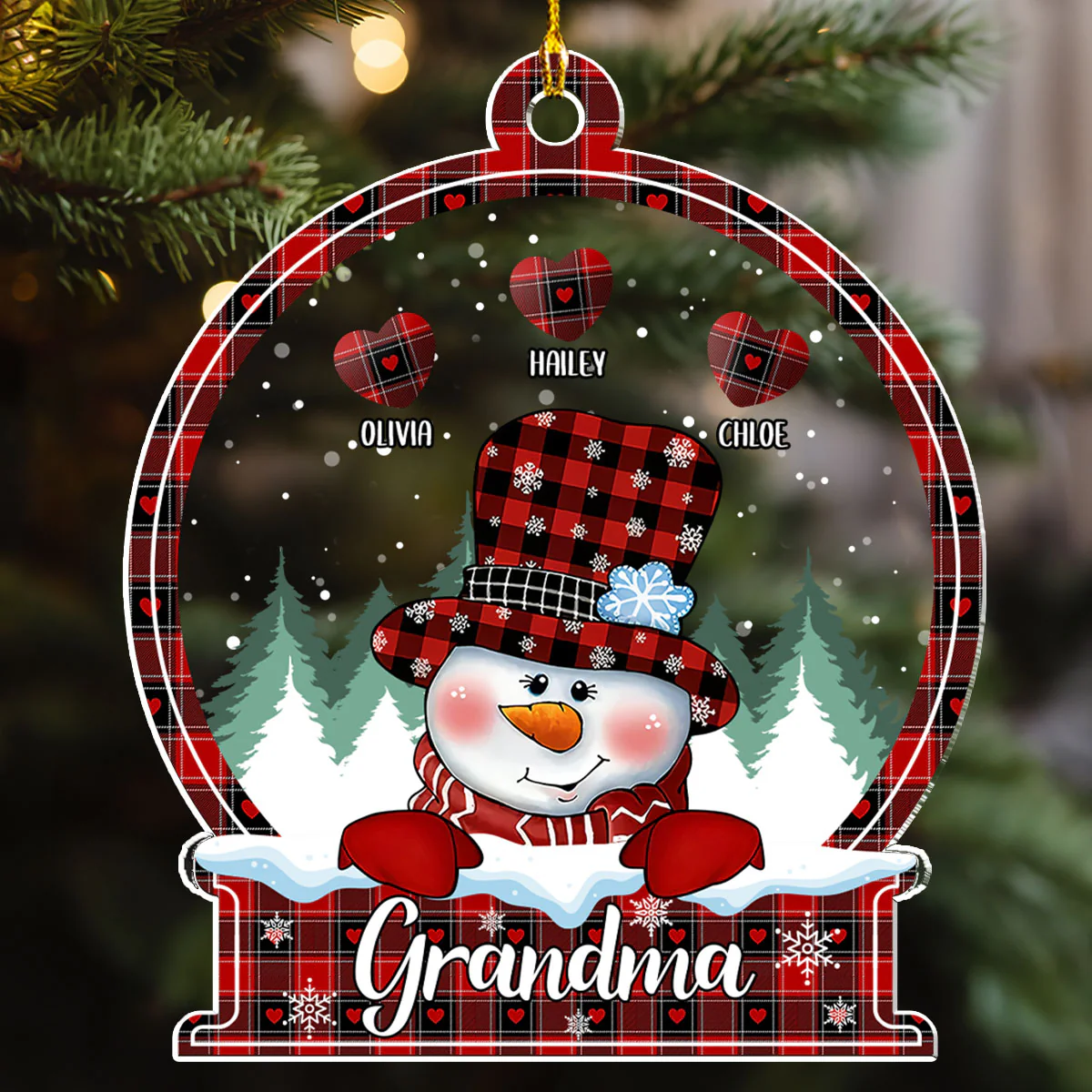Snowman Grandma Sweet Heart - Personalized Custom Acrylic Ornament - Image 4