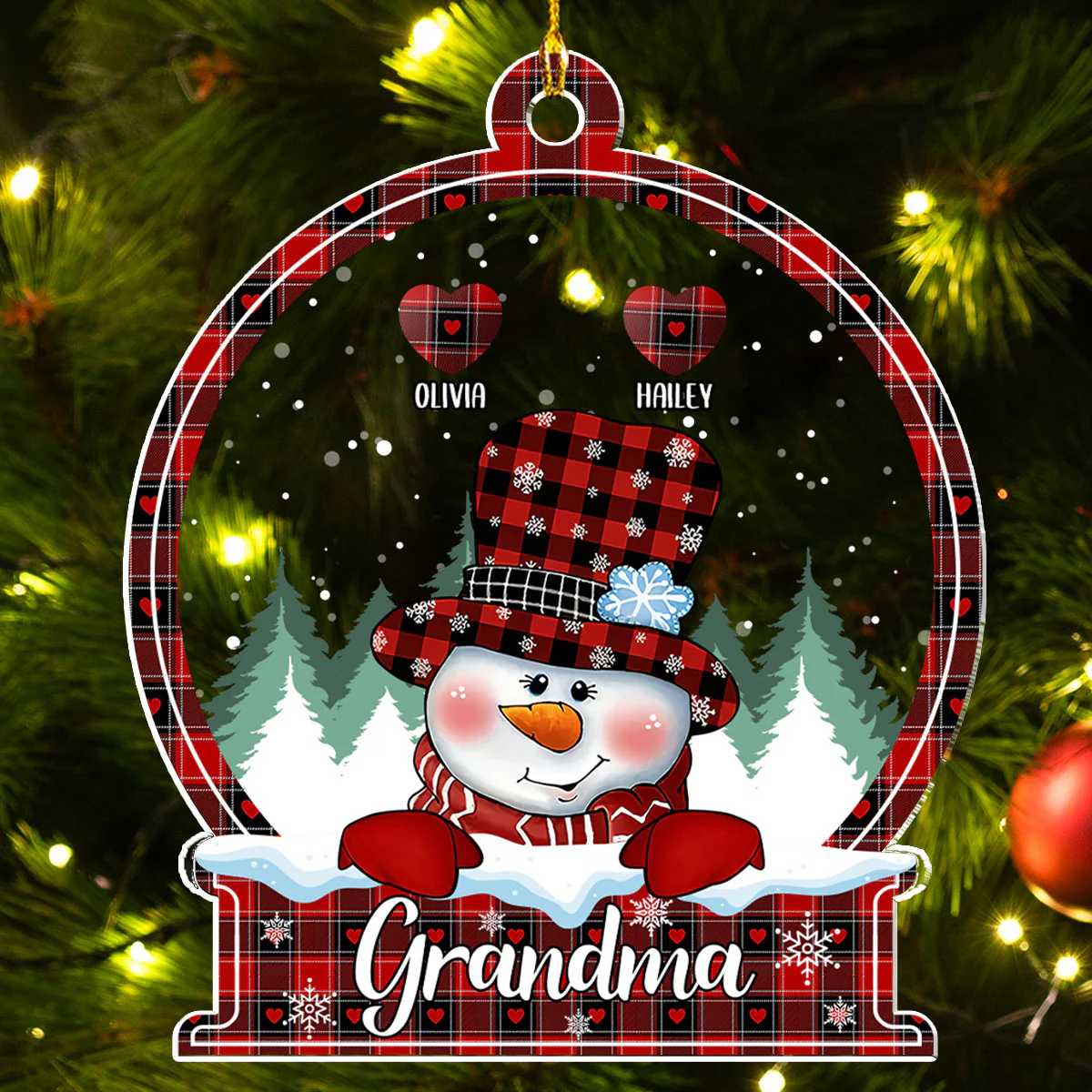 Snowman Grandma Sweet Heart - Personalized Custom Acrylic Ornament - Image 5