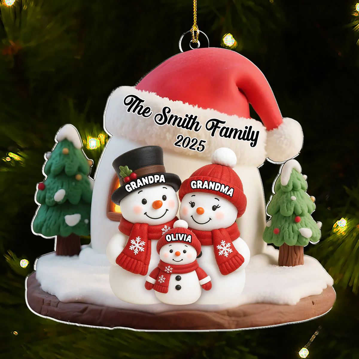 Snowman House - Personalized Custom Acrylic Ornament - Image 3
