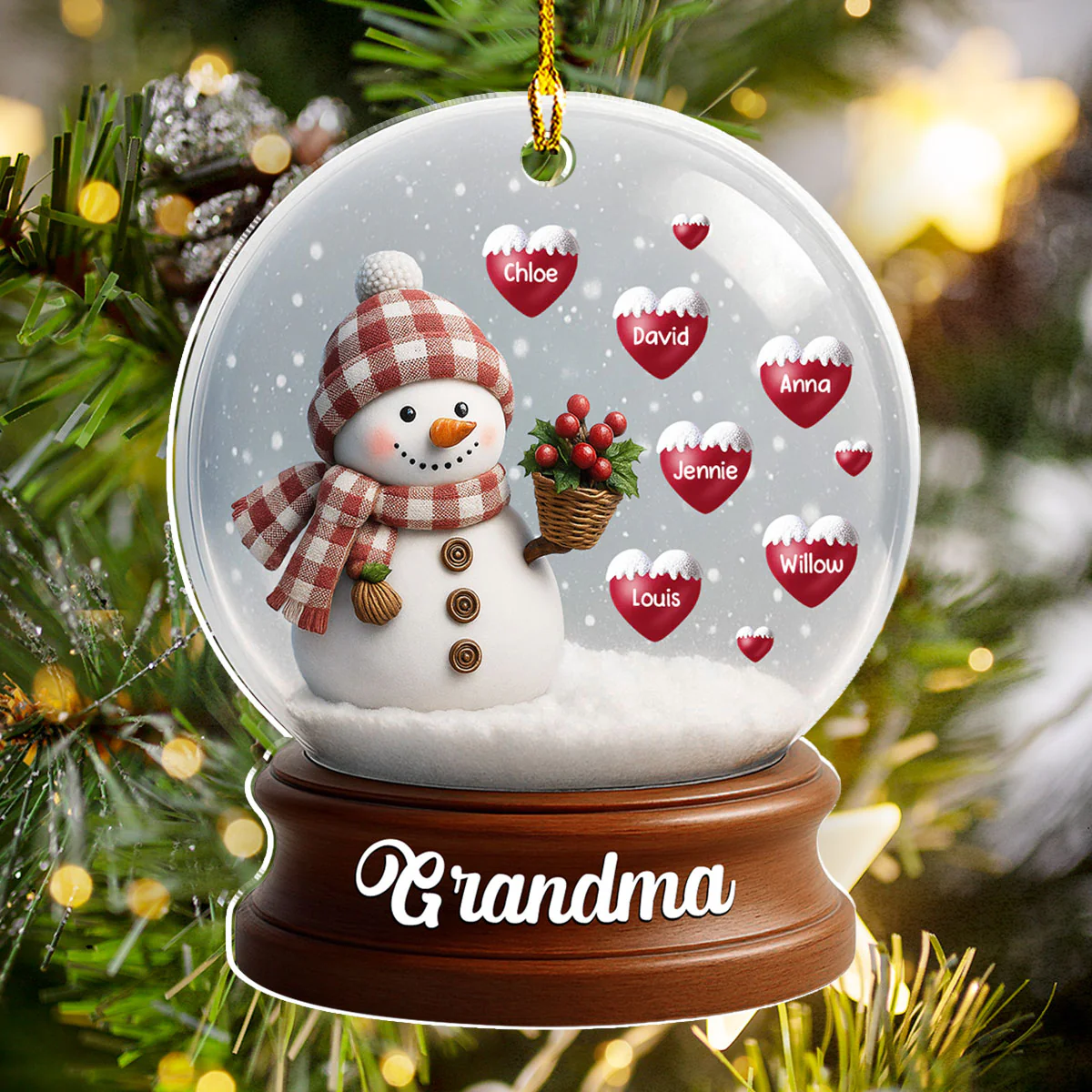 Snowman Of Love - Personalized Custom Acrylic Ornament - Image 2