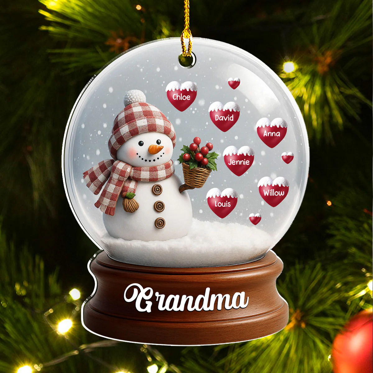 Snowman Of Love - Personalized Custom Acrylic Ornament - Image 4