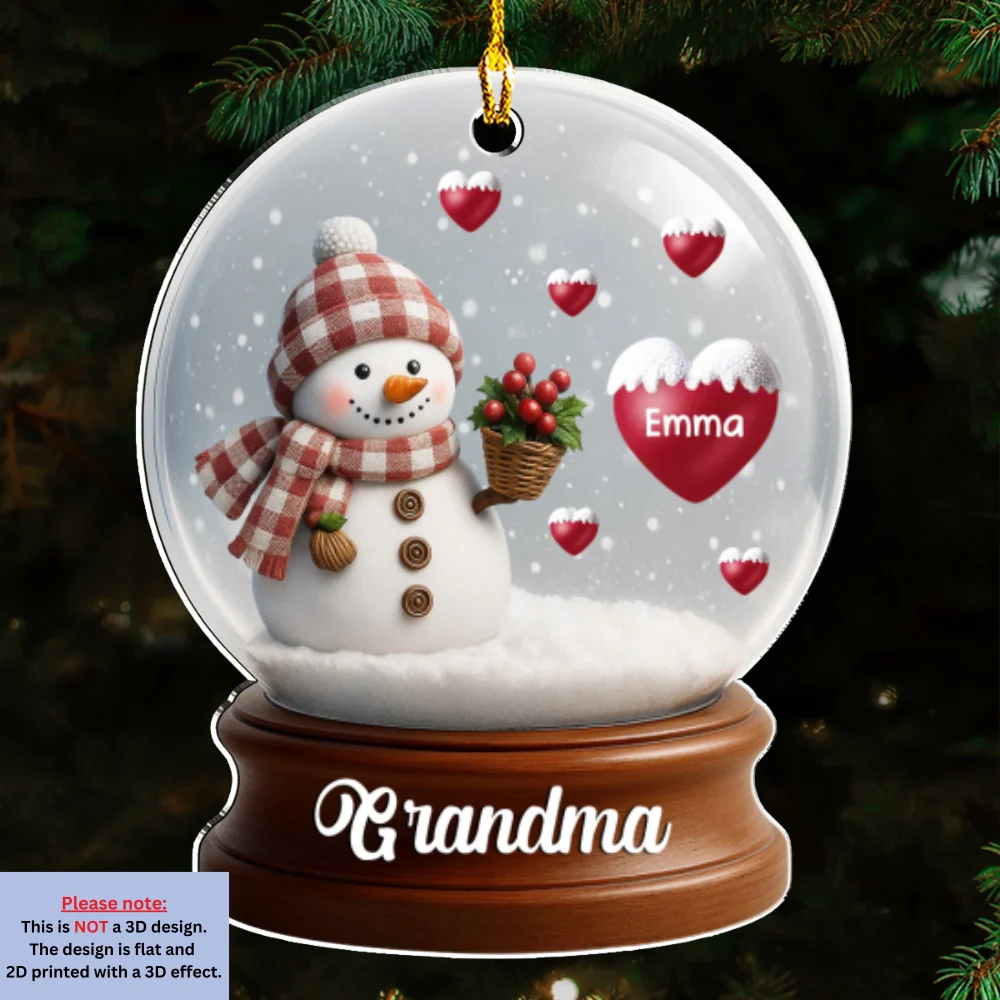 Snowman Of Love - Personalized Custom Acrylic Ornament - Image 6
