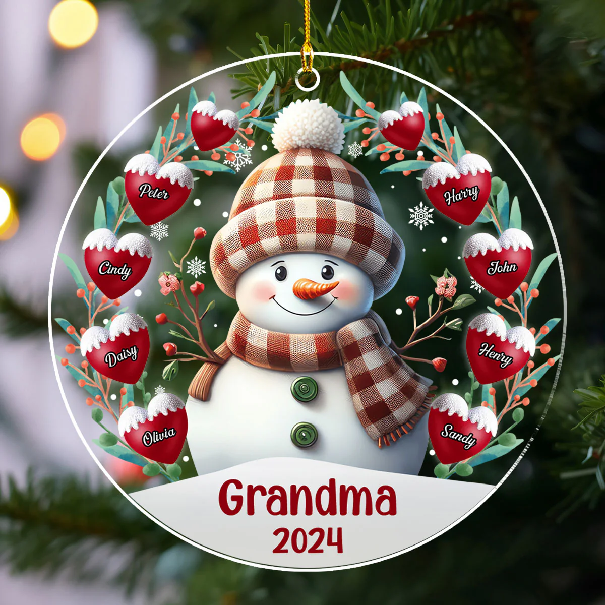 Snowman -  Personalized Custom Acrylic Ornament - Image 3