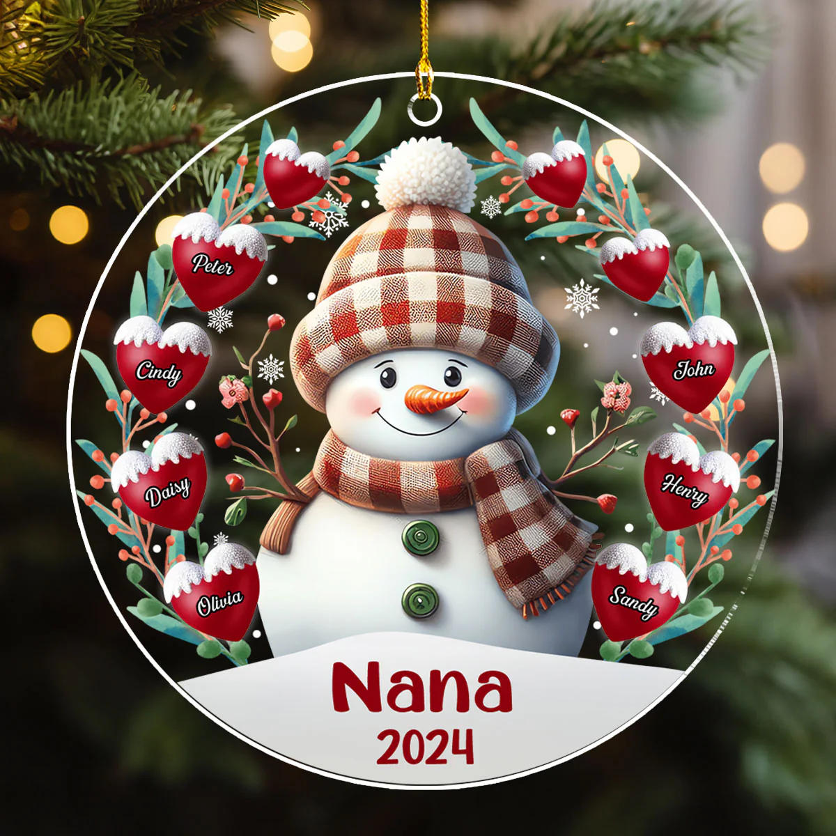 Snowman -  Personalized Custom Acrylic Ornament - Image 4