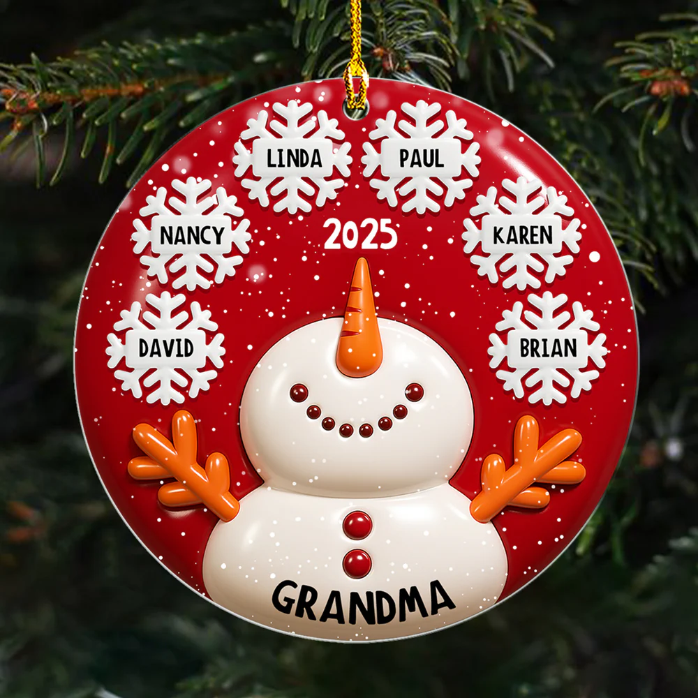 Snowy Kids -  Personalized Custom 3D Inflated Effect Acrylic Ornament - Image 2