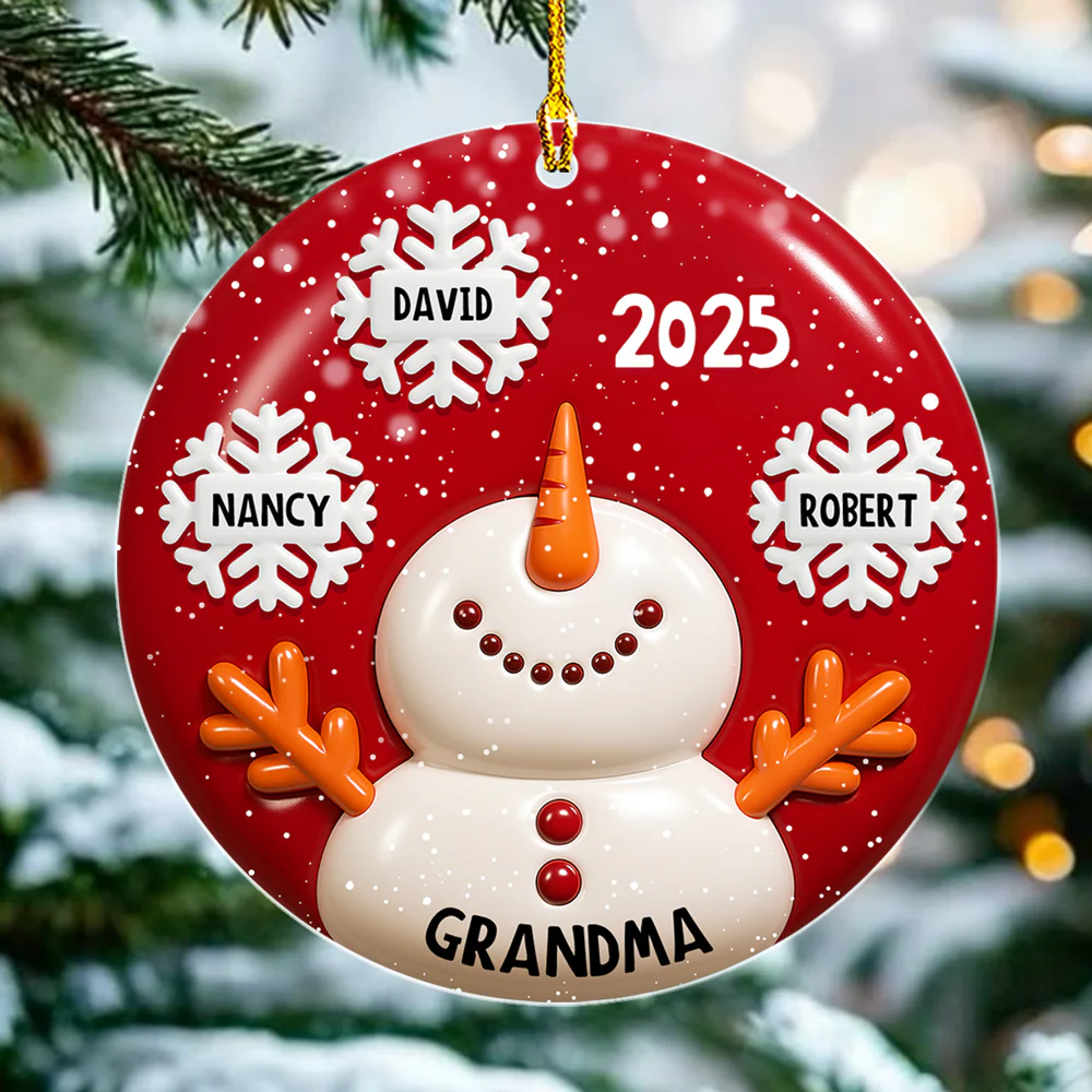 Snowy Kids -  Personalized Custom 3D Inflated Effect Acrylic Ornament - Image 3