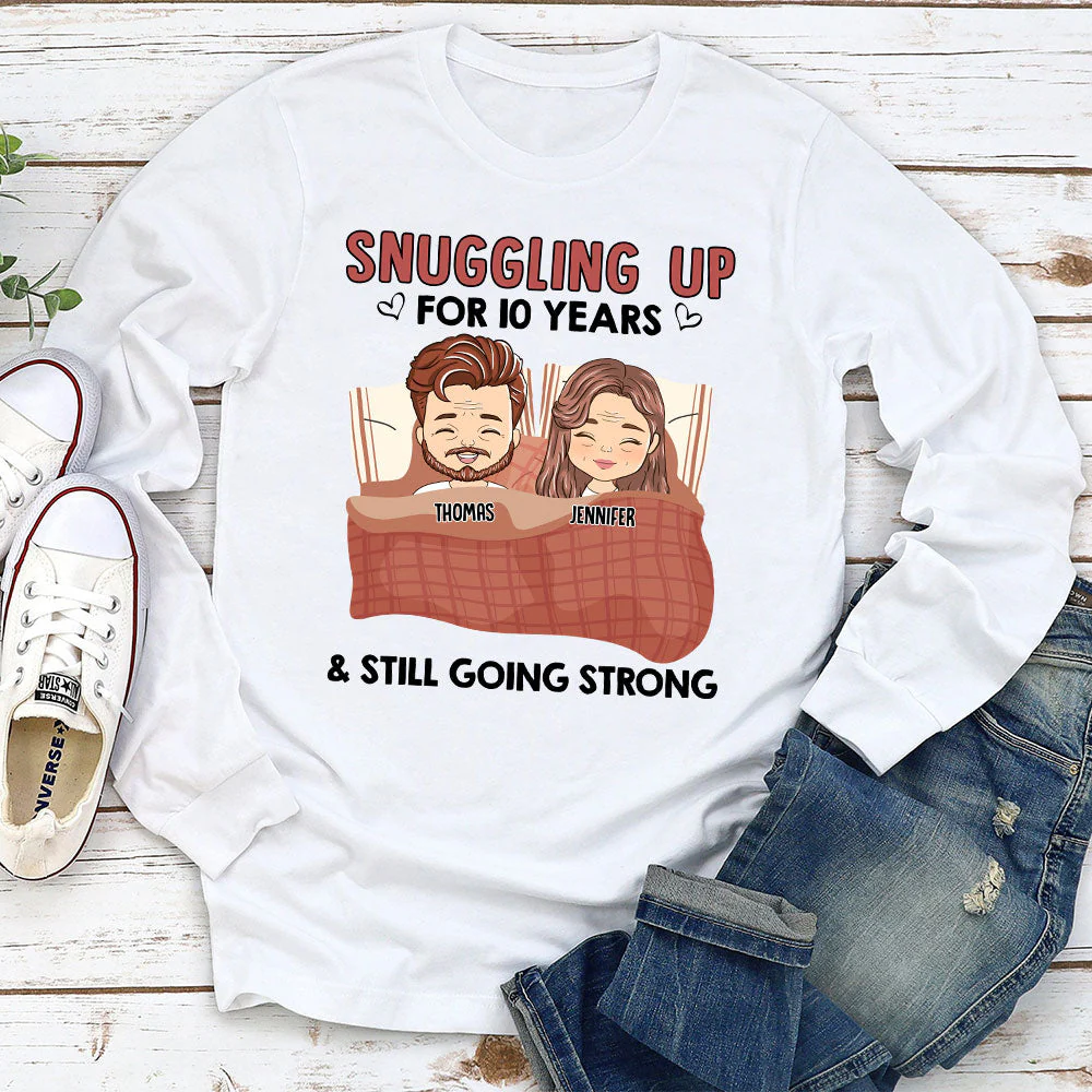 Snuggling Up - Personalized Custom Long Sleeve T-shirt - Image 2