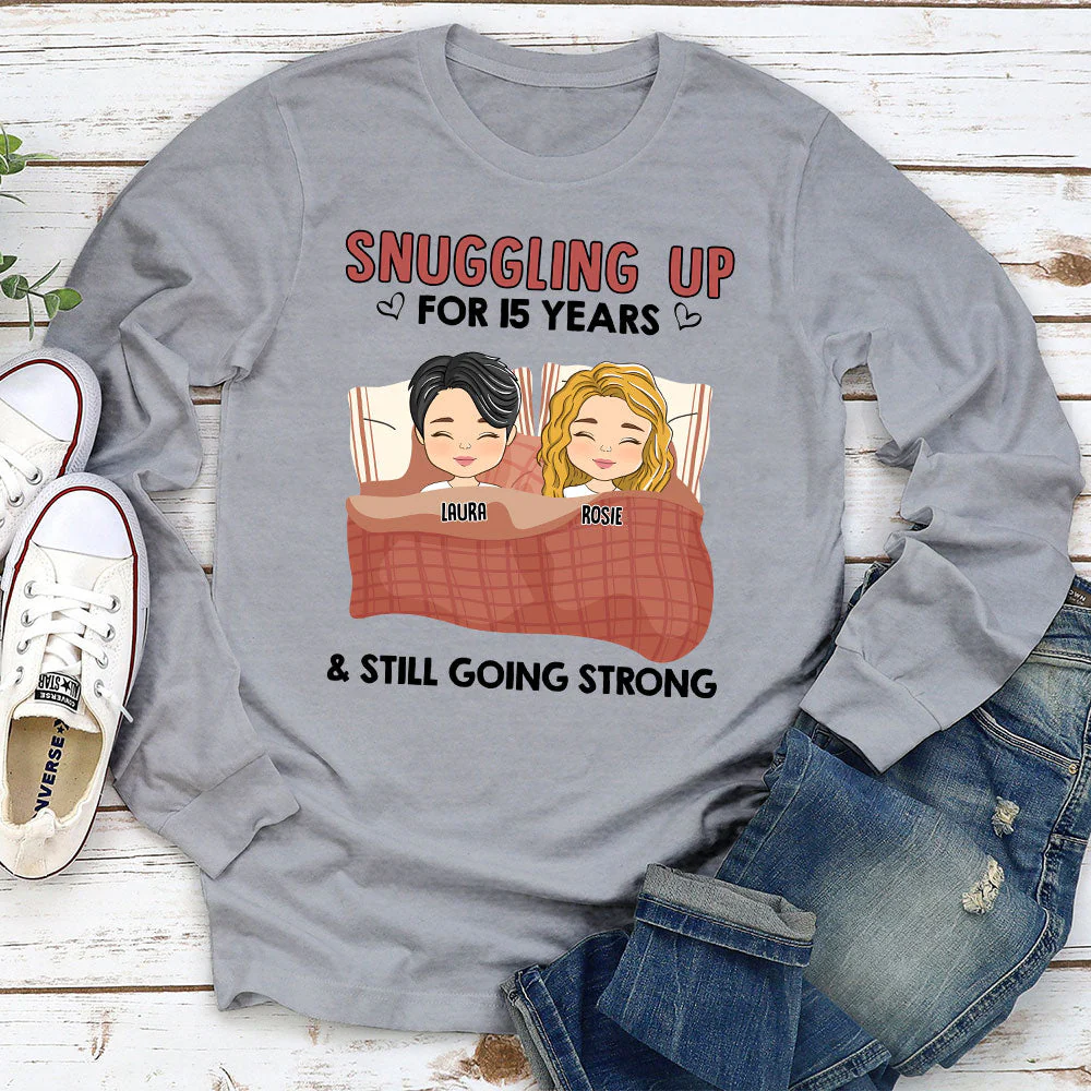 Snuggling Up - Personalized Custom Long Sleeve T-shirt - Image 3