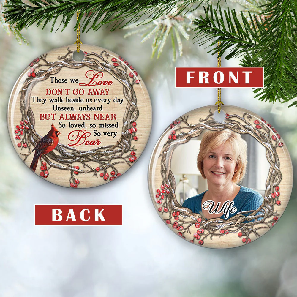 So Loved, So Missed - Personalized Custom Photo Circle Ceramic Ornament - Image 3