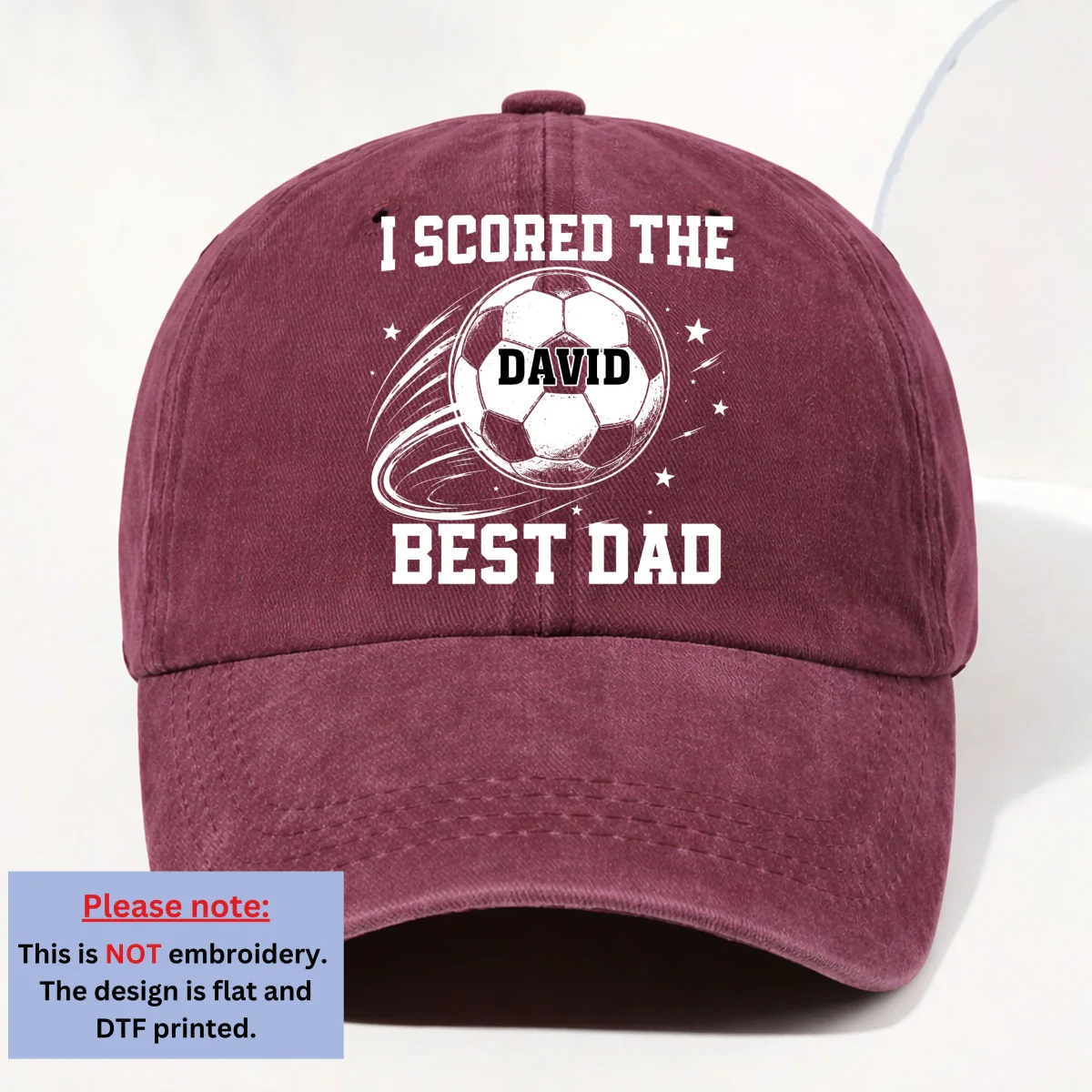 Soccer Daddy - Personalized Custom Vintage Washed Denim Cap - Image 10