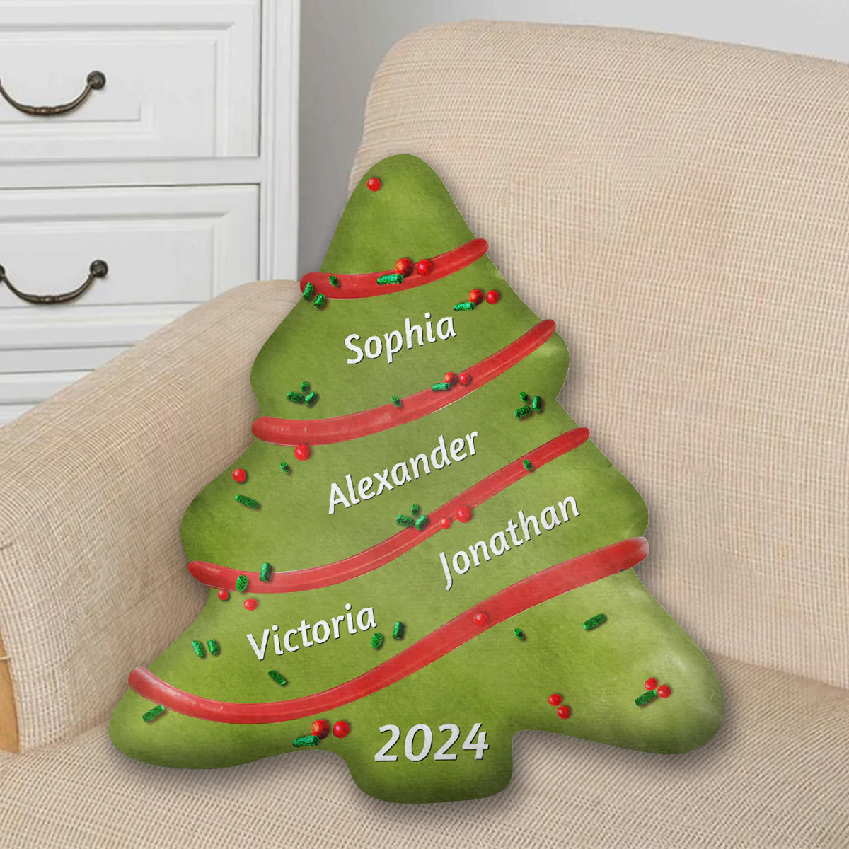 Soft Christmas Tree Cake - Personalized Custom Shaped Pillow - Image 3