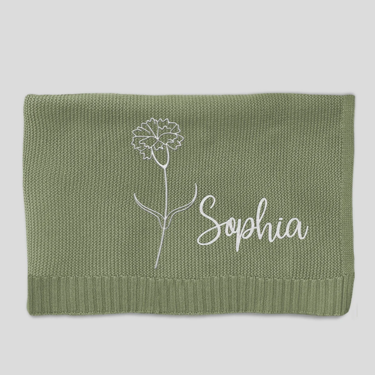 Soft Leaf - Personalized Custom Embroidered Knitted Baby Blanket - Image 10