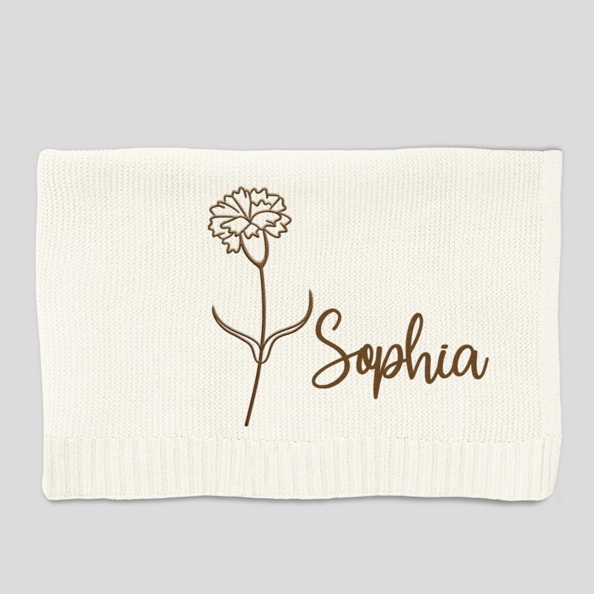 Soft Leaf - Personalized Custom Embroidered Knitted Baby Blanket - Image 11