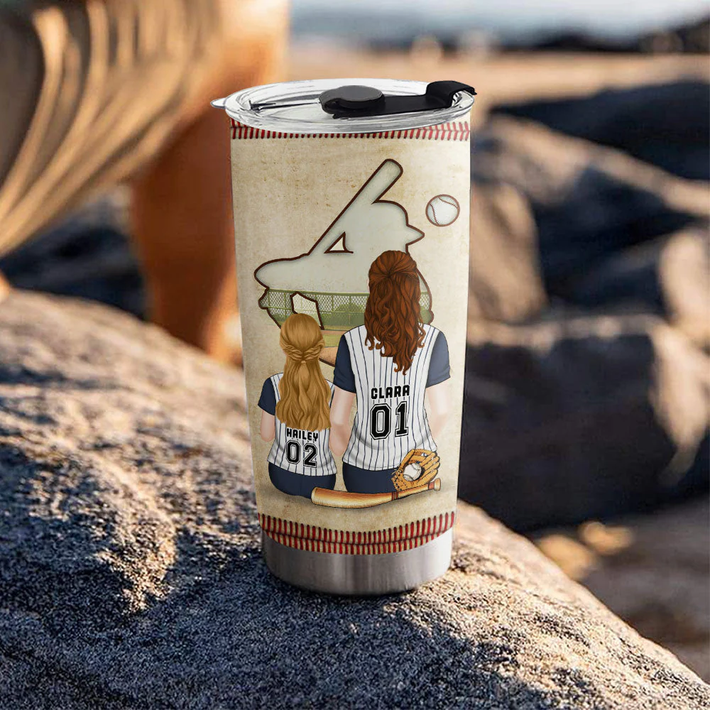Softball Mom Behind Every Softball Player - Personalized Custom Tumbler - Image 2