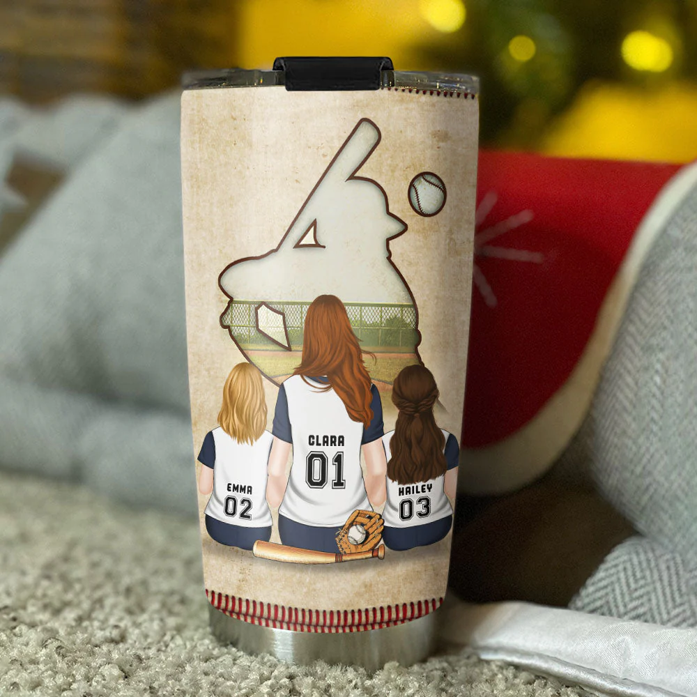 Softball Mom Behind Every Softball Player - Personalized Custom Tumbler - Image 3