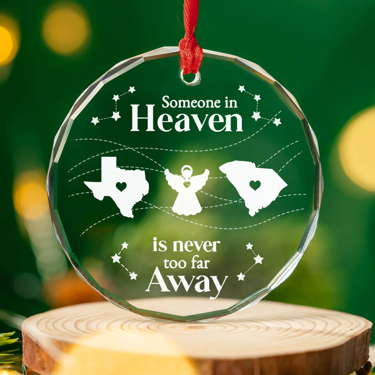 Someone In Heaven Is Never Too Far Away - Personalized Custom Glass Ornament - Image 3