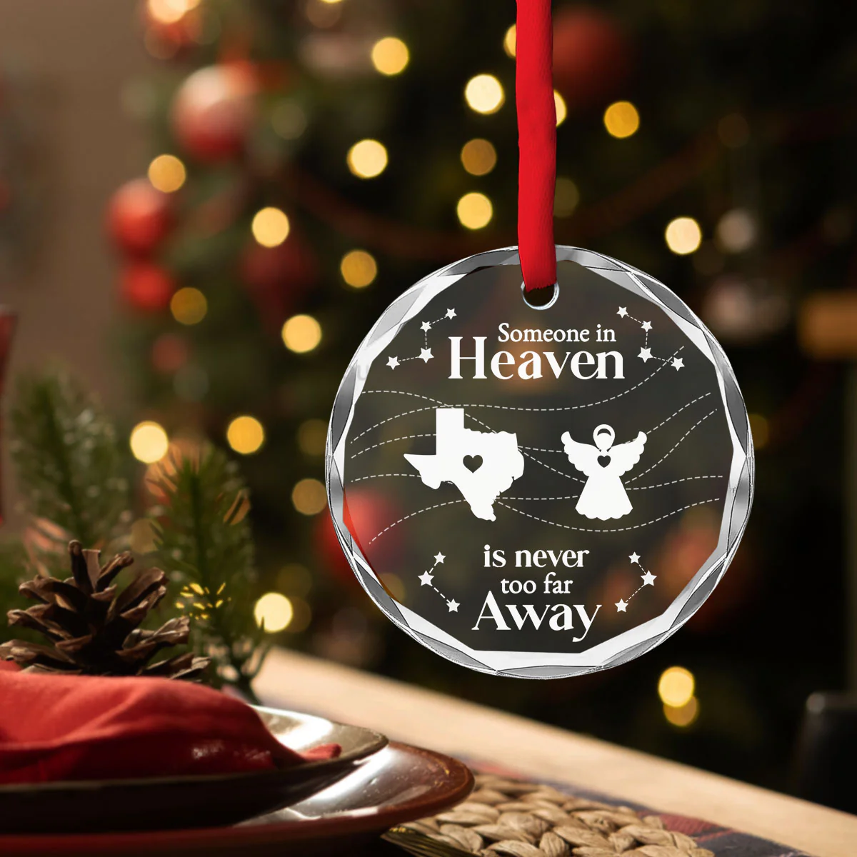 Someone In Heaven Is Never Too Far Away - Personalized Custom Glass Ornament - Image 4