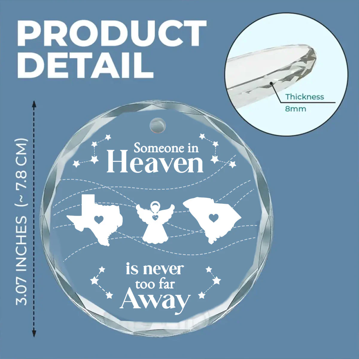 Someone In Heaven Is Never Too Far Away - Personalized Custom Glass Ornament - Image 5
