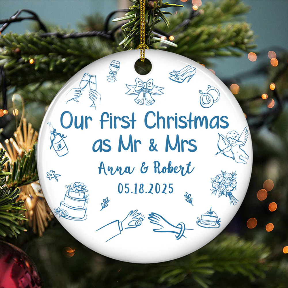 Something Blue - Personalized Custom Ceramic Ornament - Image 2